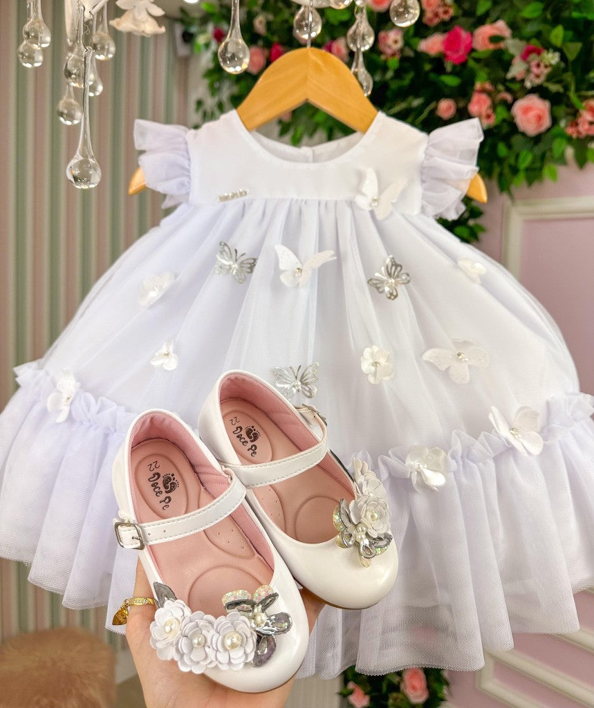 Vestido Vila Lele Jardim das Borboletas Baby Liz Branco - Leveza e Elegância para Meninas | Bebeloo Kids