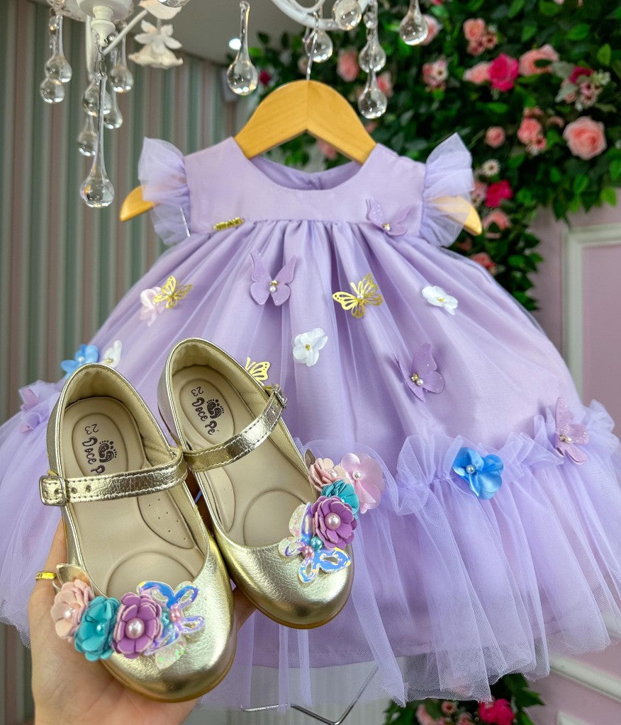 Vestido Vila Lele Jardim das Borboletas Baby Liz Lilas - Leveza e Elegância para Meninas | Bebeloo Kids