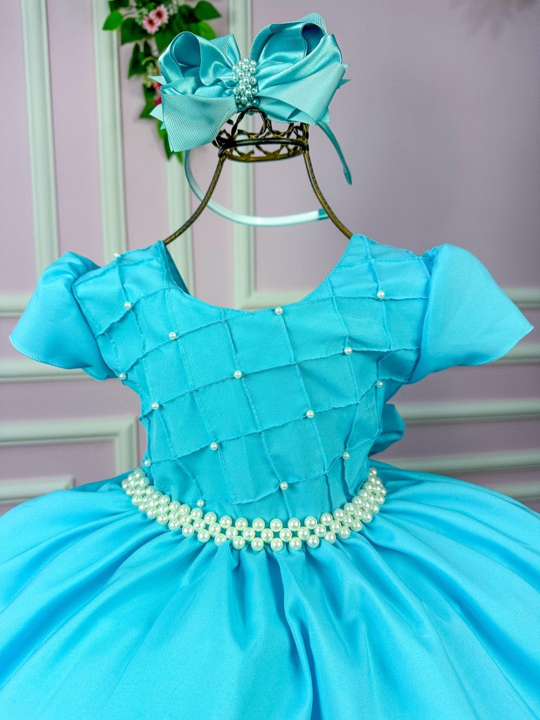 Vestido Ysa Kids Azul Tiffany Peito Perolas - Leveza e Elegância para Meninas | Bebeloo Kids