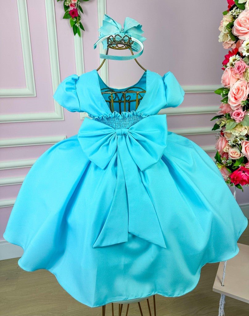 Vestido Ysa Kids Azul Tiffany Peito Perolas - Leveza e Elegância para Meninas | Bebeloo Kids