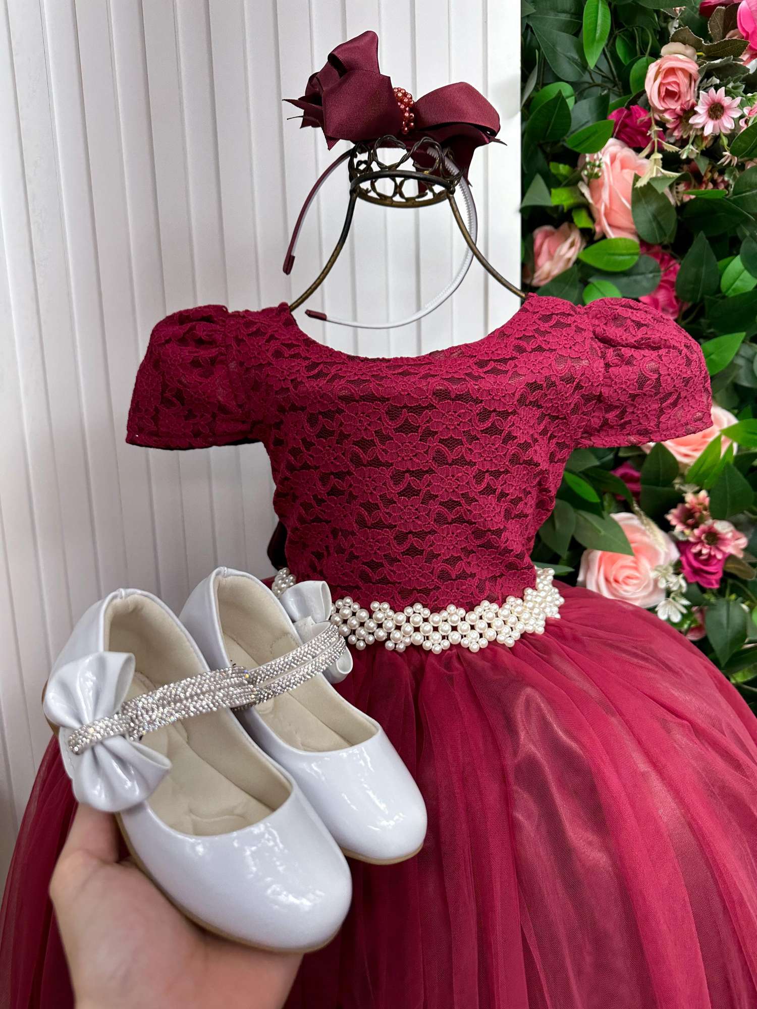 Vestido Enjoy Longo Laura Peito Rendado Marsala - Diversão e Encanto para Brincar | Bebeloo Kids