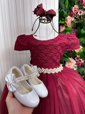 Vestido Enjoy Longo Laura Peito Rendado Marsala - Diversão e Encanto para Brincar | Bebeloo Kids