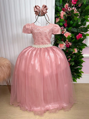 Vestido Enjoy Longo Laura Rose Rendado - Diversão e Encanto para Brincar | Bebeloo Kids