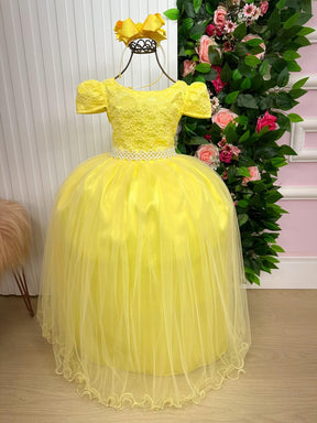 Vestido Enjoy Longo Laura Amarelo Rendado - Leveza e Elegância para Meninas | Bebeloo Kids