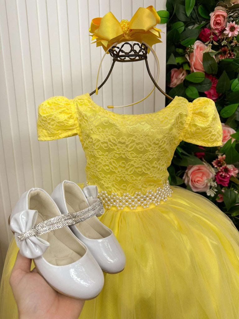 Vestido Enjoy Longo Laura Amarelo Rendado - Leveza e Elegância para Meninas | Bebeloo Kids