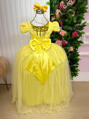 Vestido Enjoy Longo Laura Amarelo Rendado - Leveza e Elegância para Meninas | Bebeloo Kids