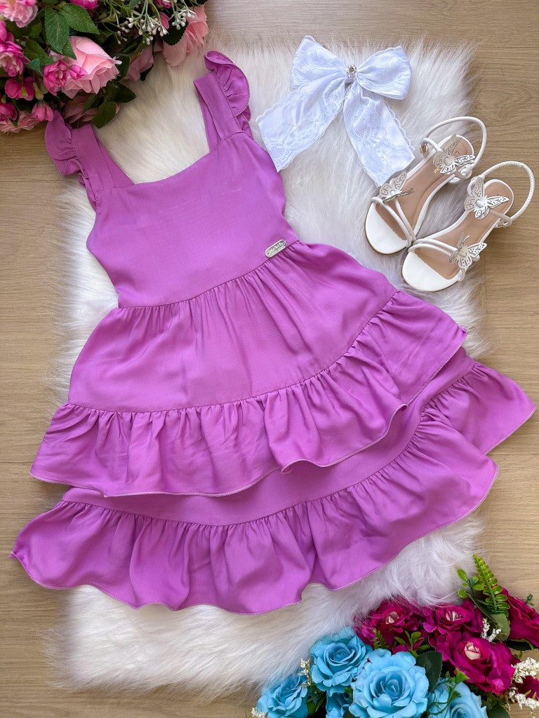 Vestido Banana Club Mariana Modinha Lilas - Leveza e Elegância para Meninas | Bebeloo Kids