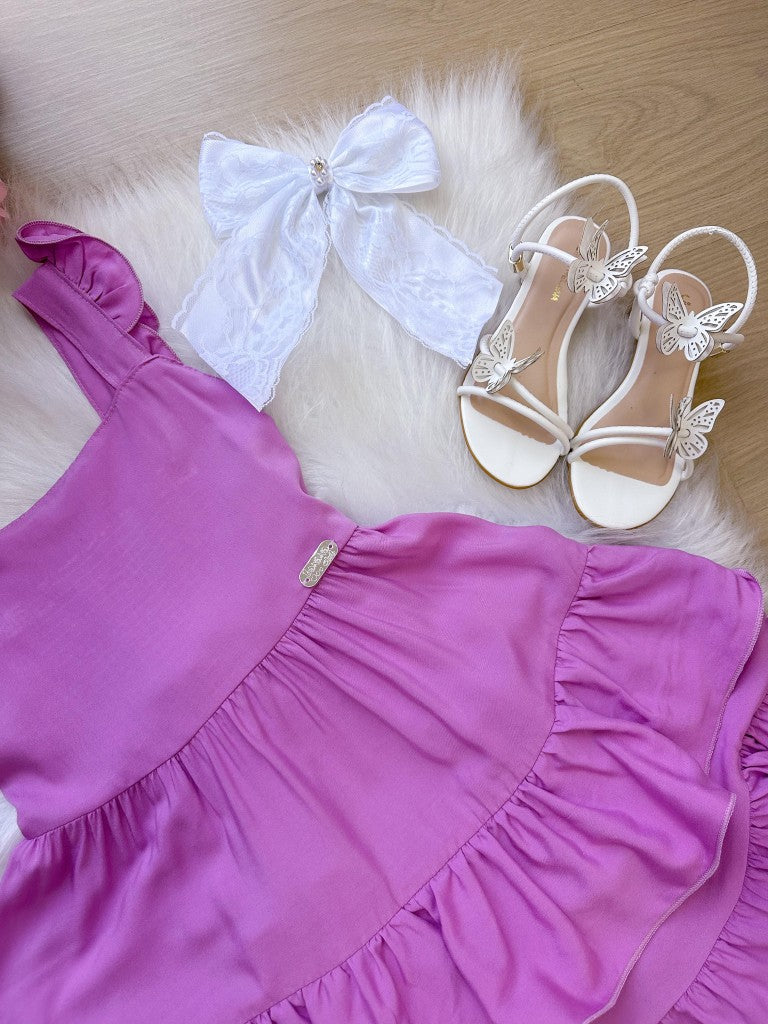 Vestido Banana Club Mariana Modinha Lilas - Leveza e Elegância para Meninas | Bebeloo Kids