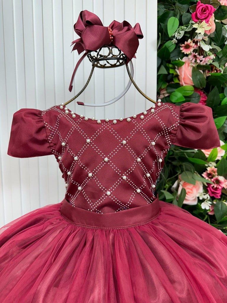 Vestido Enjoy Longo Gabriela Marsala - Leveza e Elegância para Meninas | Bebeloo Kids