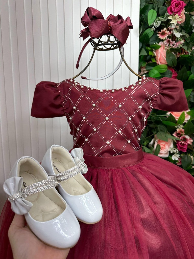 Vestido Enjoy Longo Gabriela Marsala - Leveza e Elegância para Meninas | Bebeloo Kids