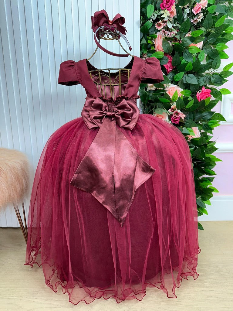 Vestido Enjoy Longo Gabriela Marsala - Leveza e Elegância para Meninas | Bebeloo Kids