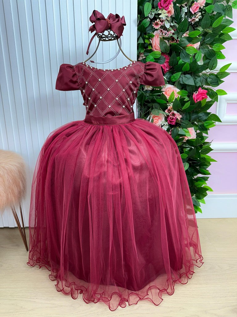 Vestido Enjoy Longo Gabriela Marsala - Leveza e Elegância para Meninas | Bebeloo Kids