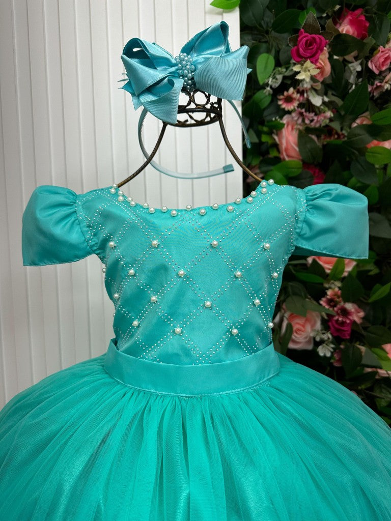 Vestido Enjoy Longo Gabriela Verde Tiffany - Leveza e Elegância para Meninas | Bebeloo Kids