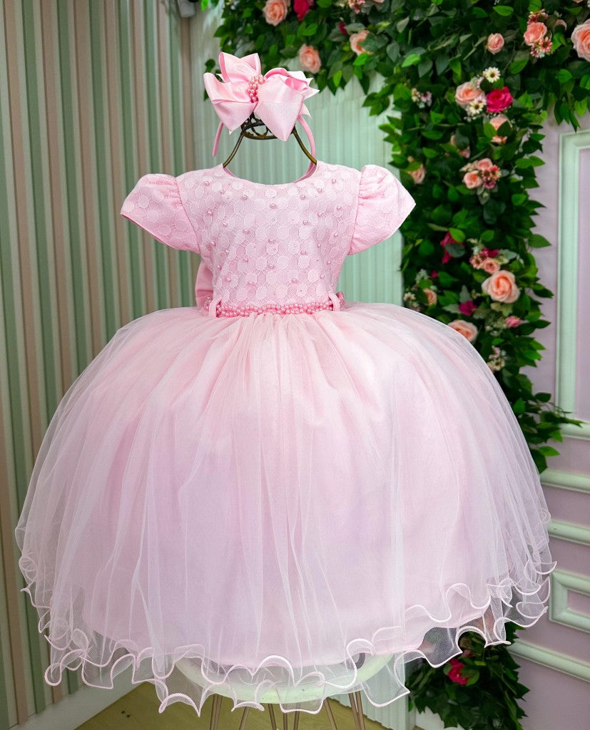 Vestido Menina Bonita Aline Rosa Bebe - Leveza e Elegância para Meninas | Bebeloo Kids