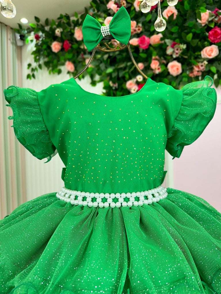 Vestido Ysa Kids Belinda Verde Bandeira