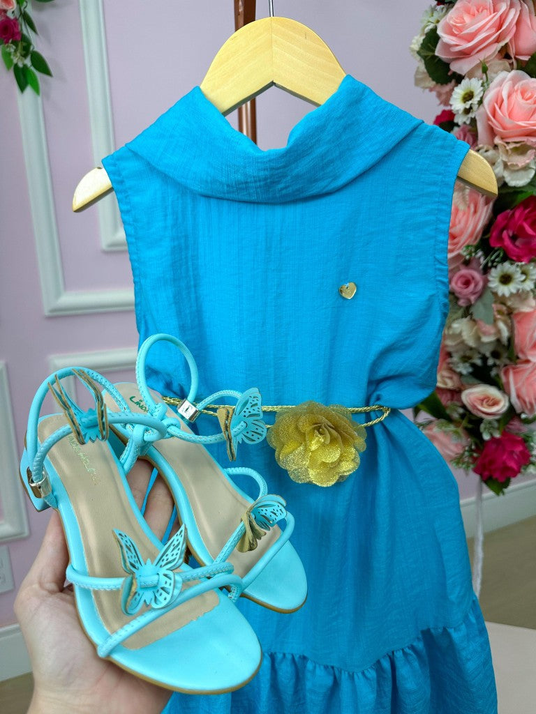 Vestido Blogueirinha Serena Azul Turquesa - Leveza e Elegância para Meninas | Bebeloo Kids