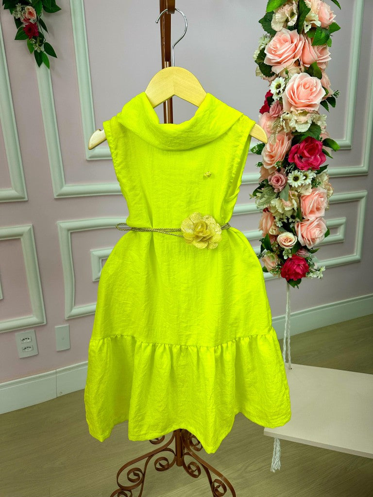 Vestido Blogueirinha Serena Verde Lima Neon - Leveza e Elegância para Meninas | Bebeloo Kids