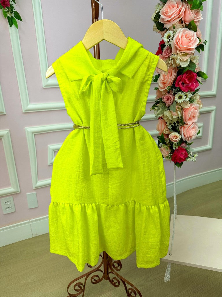 Vestido Blogueirinha Serena Verde Lima Neon - Leveza e Elegância para Meninas | Bebeloo Kids