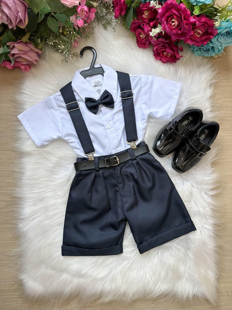 Conjunto Miss Cherry Meninos Social Shorts Ravi Azul Petroleo - Estilo Delicado para o Dia a Dia | Bebeloo Kids