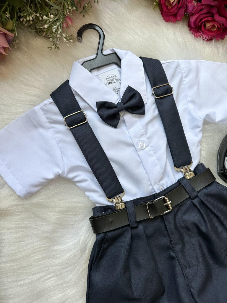 Conjunto Miss Cherry Meninos Social Shorts Ravi Azul Petroleo - Estilo Delicado para o Dia a Dia | Bebeloo Kids