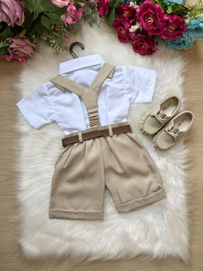 Conjunto Miss Cherry Meninos Social Shorts Ravi Bege Modelo 2 - Estilo Delicado para o Dia a Dia | Bebeloo Kids
