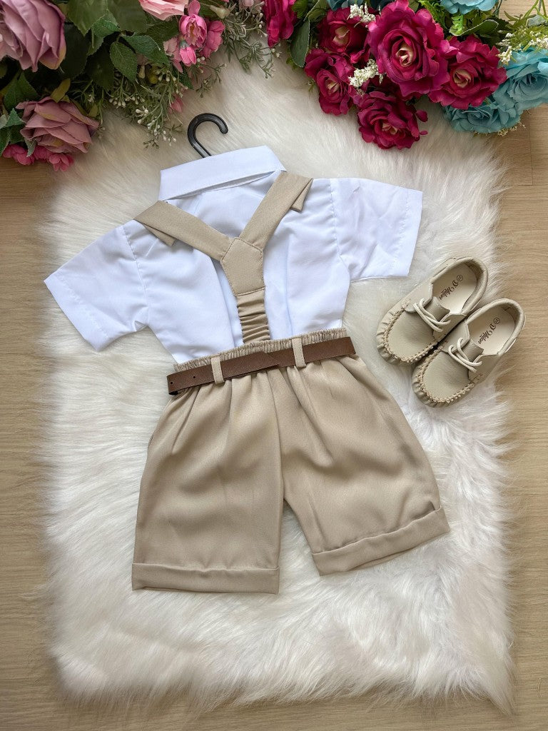 Conjunto Miss Cherry Meninos Social Shorts Ravi Bege Modelo 2 - Estilo Delicado para o Dia a Dia | Bebeloo Kids