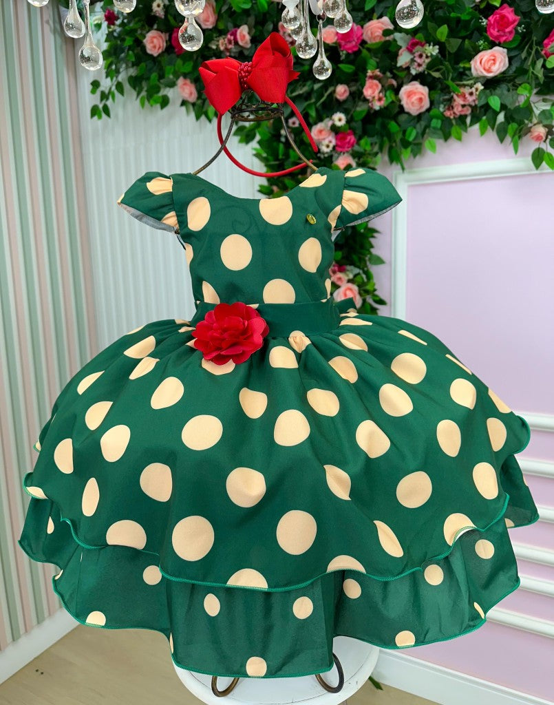 Vestido Banana Club Helen Verde Bolinhas - Leveza e Elegância para Meninas | Bebeloo Kids