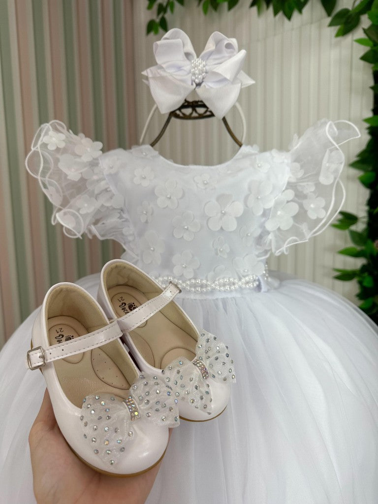 Vestido Menina Bonita Angelie Branco - Leveza e Elegância para Meninas | Bebeloo Kids
