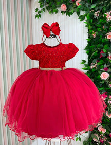 Vestido Menina Bonita Holly Vermelho - Leveza e Elegância para Meninas | Bebeloo Kids