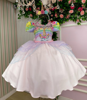 Vestido Mimadine Tematico Unicornio Safira Rosa Bebe - Leveza e Elegância para Meninas | Bebeloo Kids