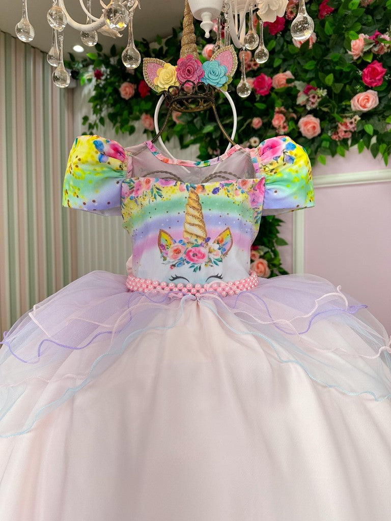 Vestido Mimadine Tematico Unicornio Safira Rosa Bebe - Leveza e Elegância para Meninas | Bebeloo Kids