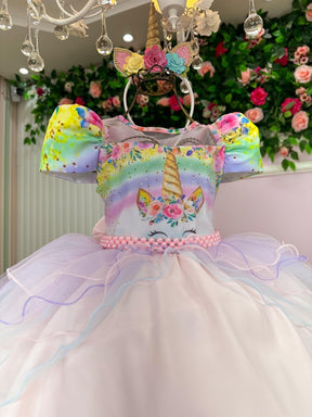 Vestido Mimadine Tematico Unicornio Safira Rosa Bebe - Leveza e Elegância para Meninas | Bebeloo Kids