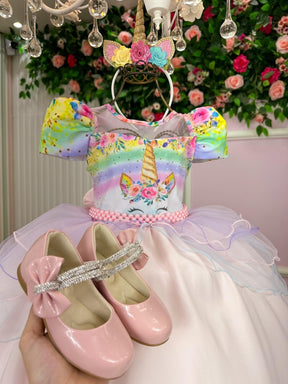 Vestido Mimadine Tematico Unicornio Safira Rosa Bebe - Leveza e Elegância para Meninas | Bebeloo Kids