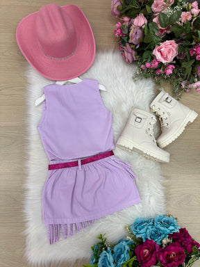 Conjunto Blogueirinha Boiadeira Maraisa Jeans Lilas - Estilo Delicado para o Dia a Dia | Bebeloo Kids