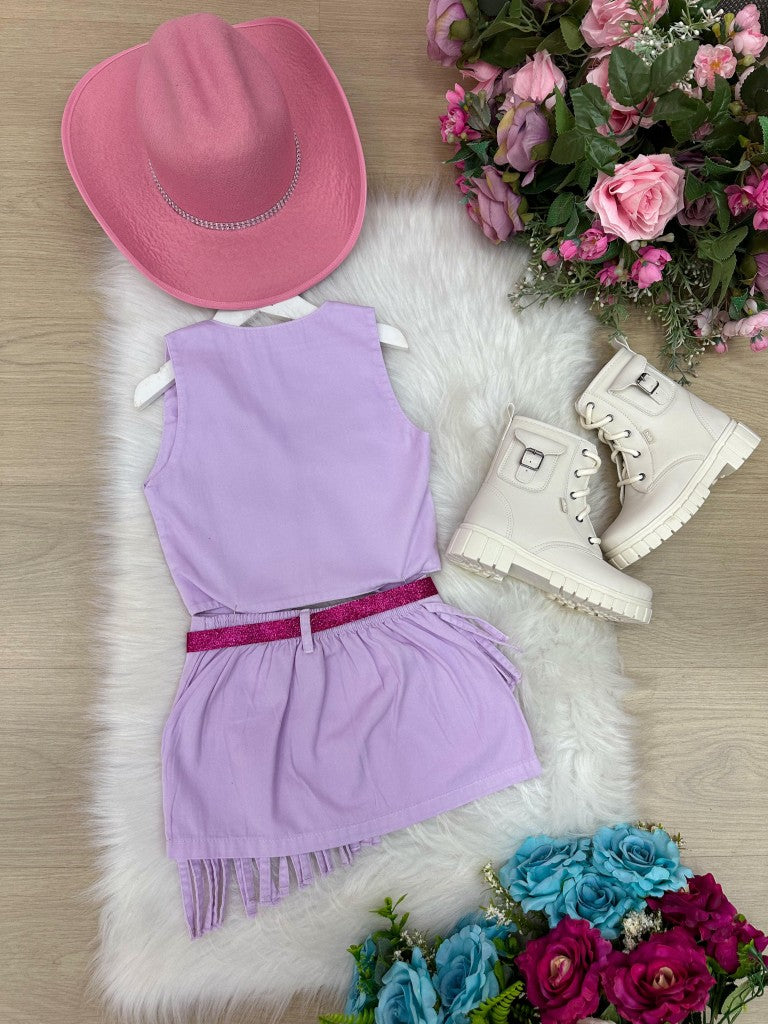 Conjunto Blogueirinha Boiadeira Maraisa Jeans Lilas - Estilo Delicado para o Dia a Dia | Bebeloo Kids