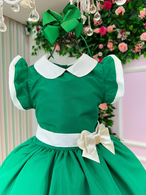 Vestido Blogueirinha Camile Verde - Natal - Leveza e Elegância para Meninas | Bebeloo Kids