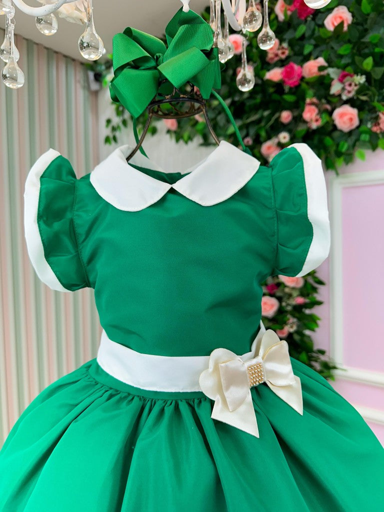 Vestido Blogueirinha Camile Verde - Natal - Leveza e Elegância para Meninas | Bebeloo Kids