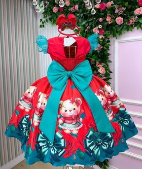 Vestido Marie Betina Ursinhos Vermelho - Natal - Leveza e Elegância para Meninas | Bebeloo Kids
