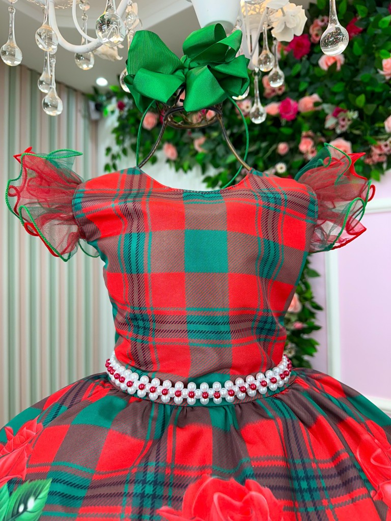Vestido Marie Eduarda Floral Vermelho - Natal - Leveza e Elegância para Meninas | Bebeloo Kids