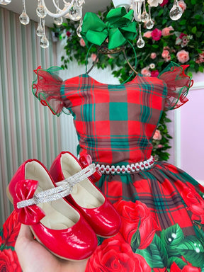 Vestido Marie Eduarda Floral Vermelho - Natal - Leveza e Elegância para Meninas | Bebeloo Kids