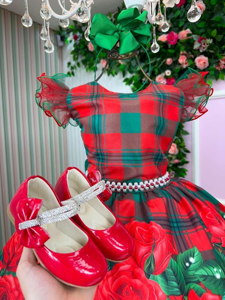 Vestido Marie Eduarda Floral Vermelho - Natal - Leveza e Elegância para Meninas | Bebeloo Kids