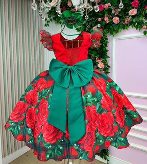 Vestido Marie Eduarda Floral Vermelho - Natal - Leveza e Elegância para Meninas | Bebeloo Kids