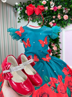 Vestido Marie Lola Verde Florido Natal - Leveza e Elegância para Meninas | Bebeloo Kids