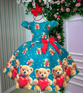 Vestido Marie Milena Ursinhos Verde - Natal - Leveza e Elegância para Meninas | Bebeloo Kids