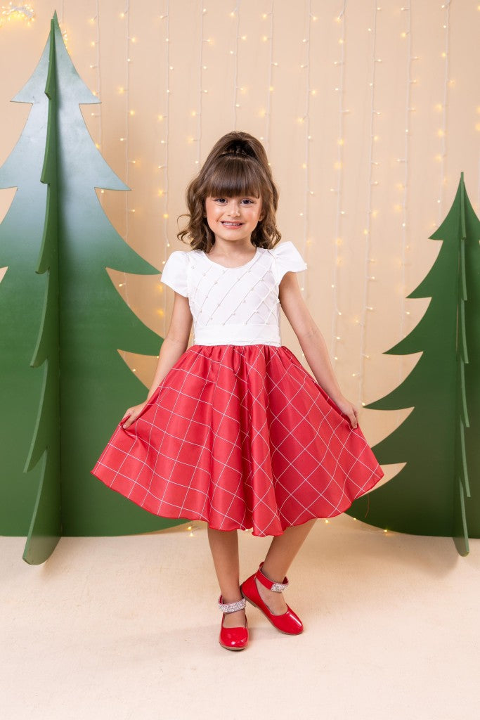 Vestido Banana Club Jamile Saia Vermelha - Leveza e Elegância para Meninas | Bebeloo Kids