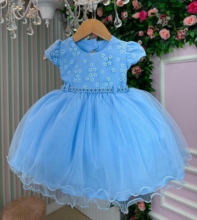 Vestido Menina Bonita Magali Florzinha Azul Bebe - Leveza e Elegância para Meninas | Bebeloo Kids