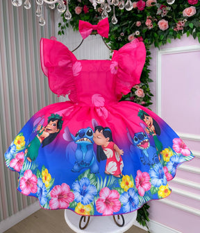 Vestido Temáticos Kids Lilo Stitch Pink - Leveza e Elegância para Meninas | Bebeloo Kids