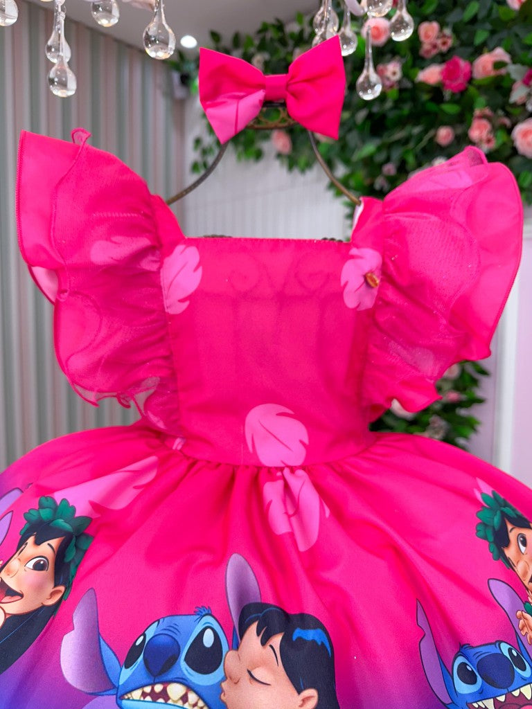 Vestido Temáticos Kids Lilo Stitch Pink - Leveza e Elegância para Meninas | Bebeloo Kids