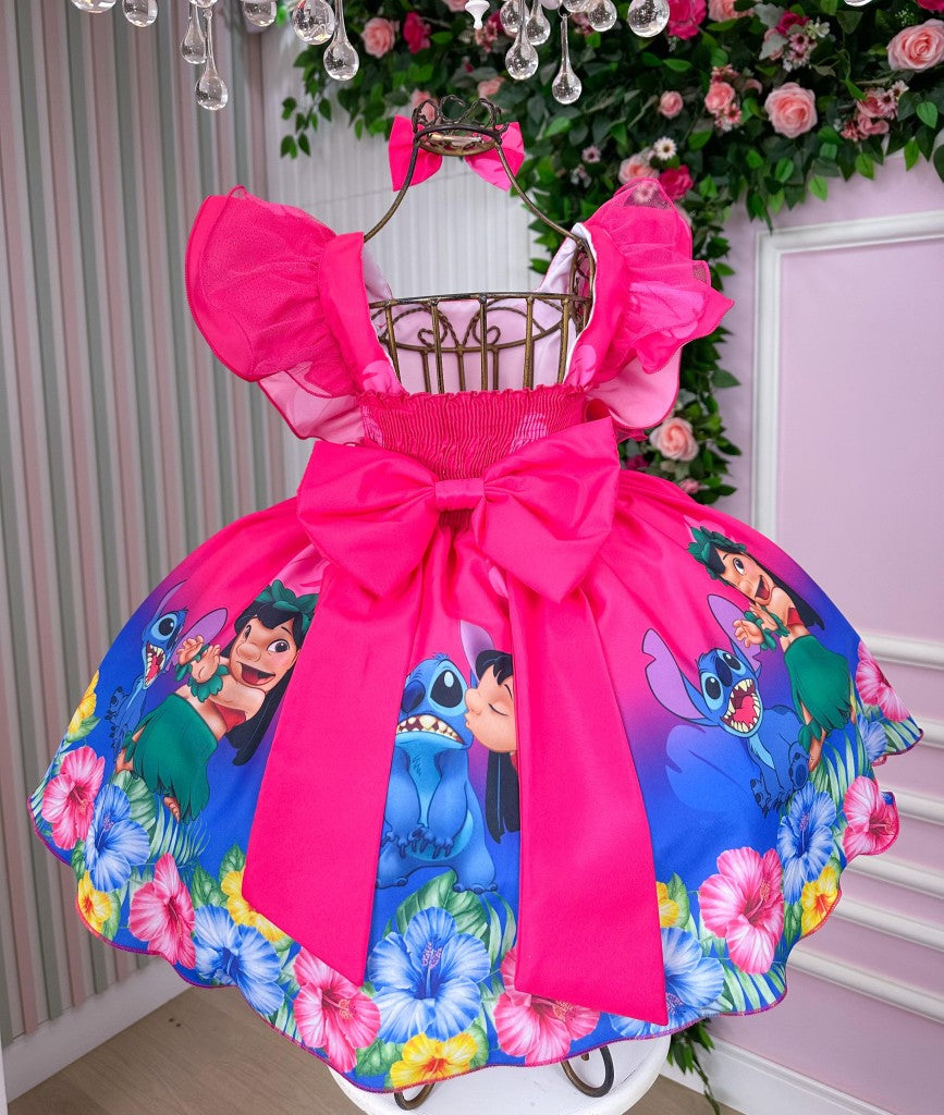 Vestido Temáticos Kids Lilo Stitch Pink - Leveza e Elegância para Meninas | Bebeloo Kids