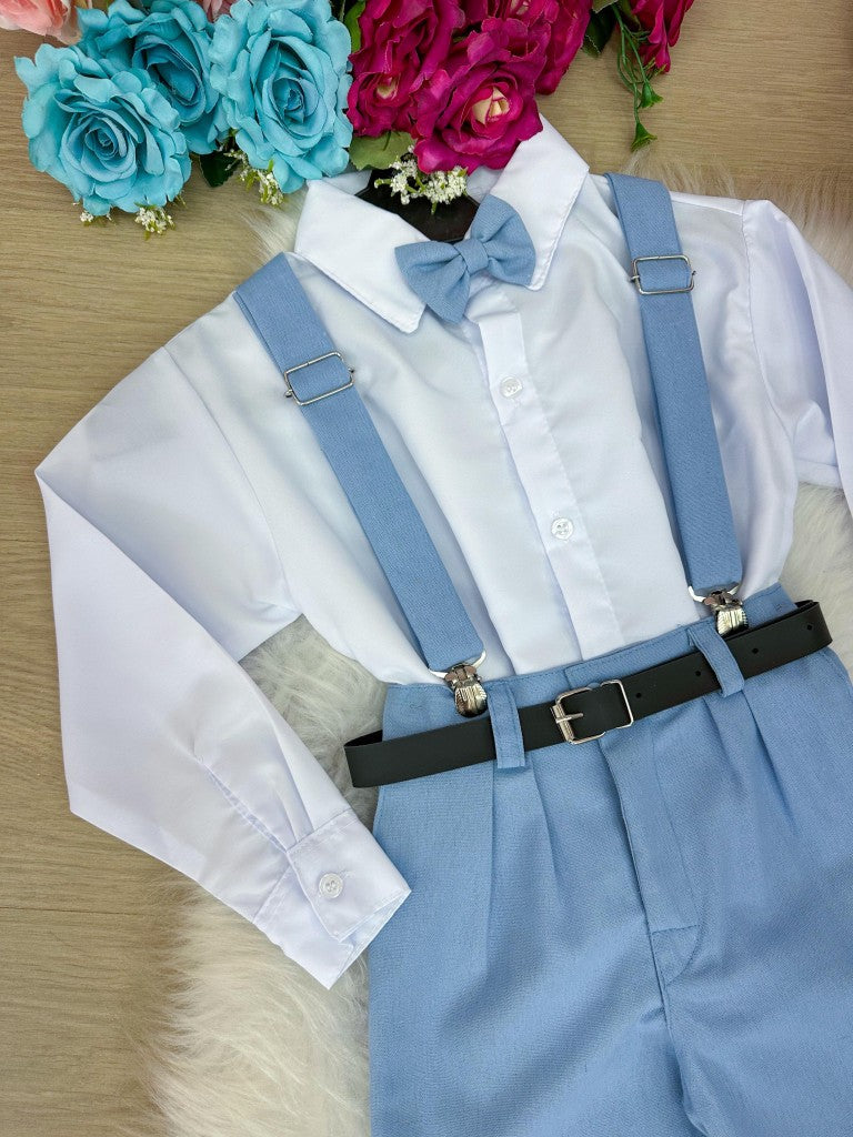 Conjunto Miss Cherry Vitor Suspensorio Azul Serenity - Estilo Delicado para o Dia a Dia | Bebeloo Kids